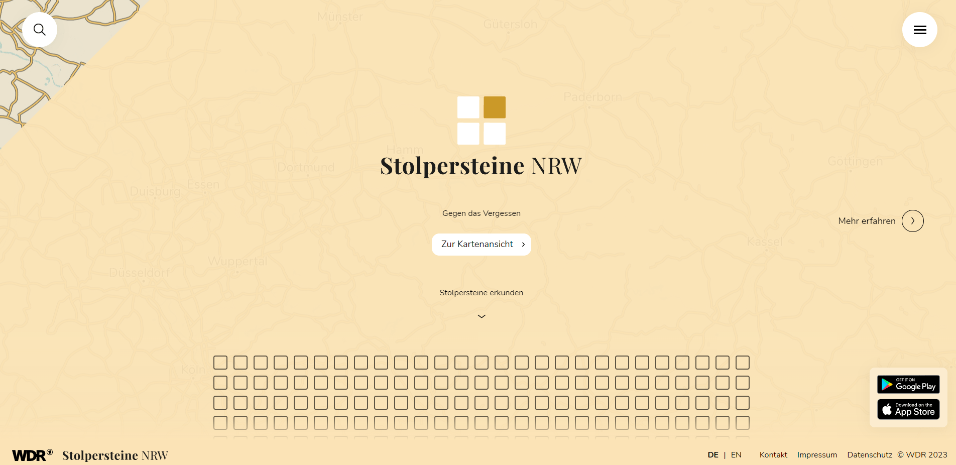 WDR-Projekt Stolpersteine NRW: Screenshot