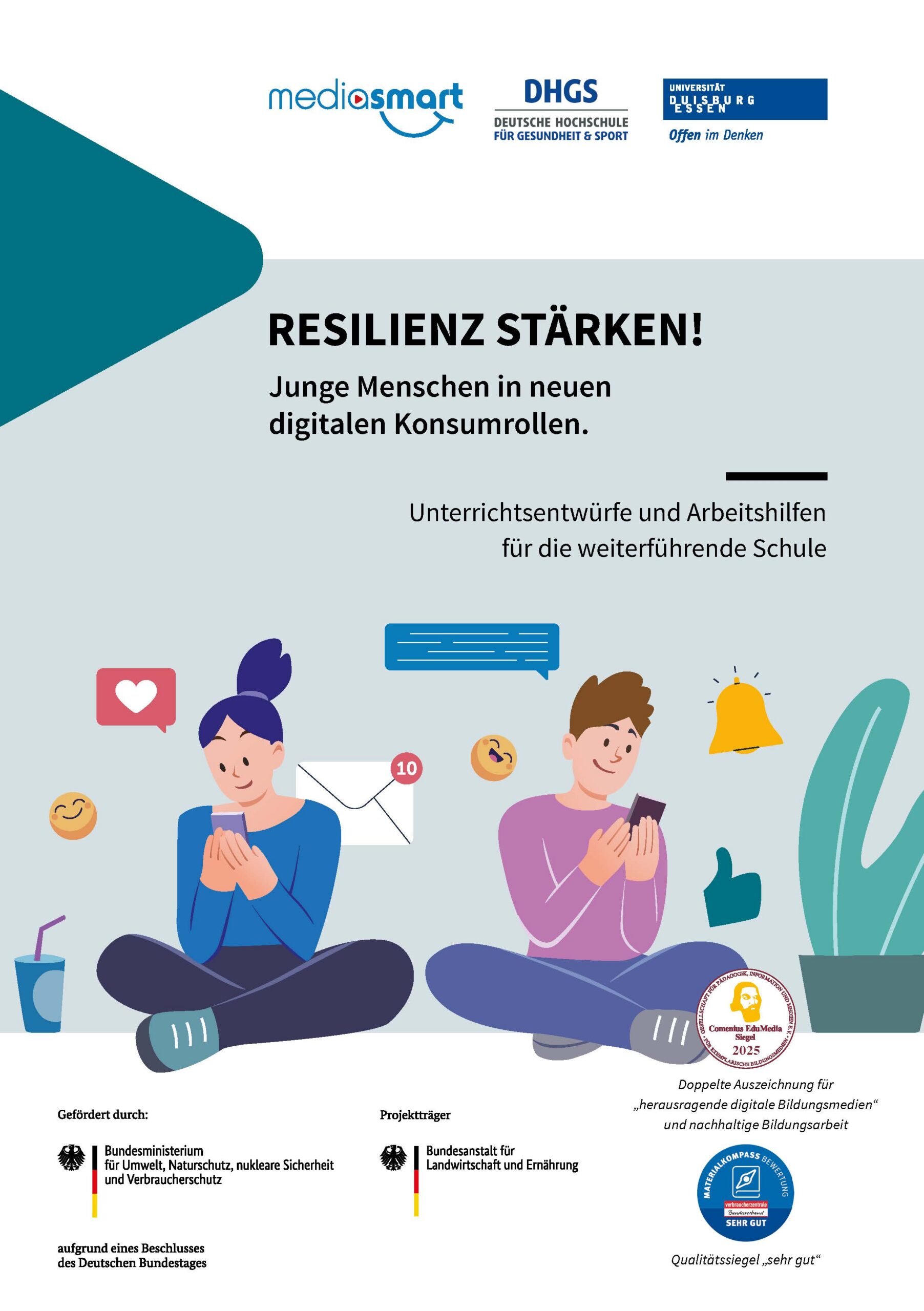 Deckblatt Resilienzmaterialien mit Comenius-Auszeichnungen
